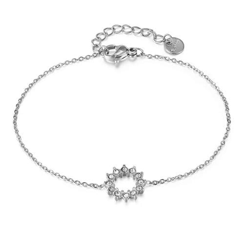 Wholesale Stainless Steel CZ Flower Bracelet