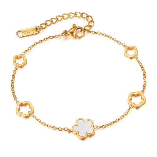 Wholesale Stainless Steel Hollow Flower Bracelet
