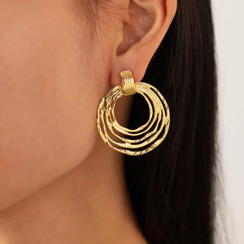 Wholesale Stainless Steel Gold 5 Circles Earrings