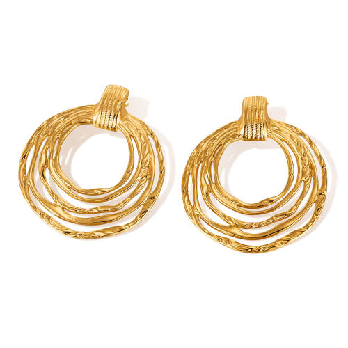 Wholesale Stainless Steel Gold 5 Circles Earrings