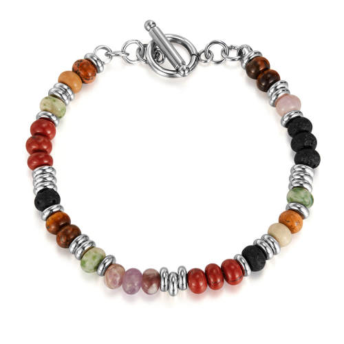 Wholesale Stainless Steel Color Beads T-bar Bracelet