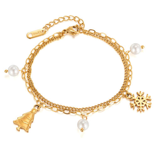 Wholesale Stainless Steel Christmas Tree Snowflake Bracelet