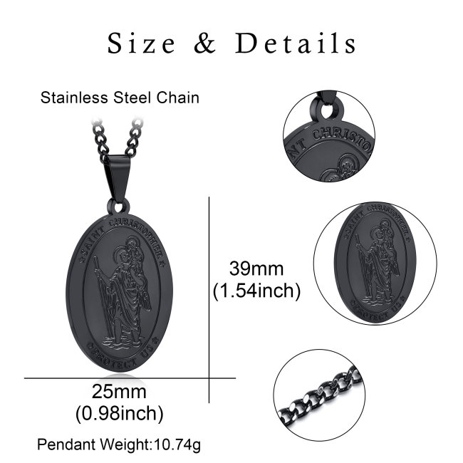 Wholesale Stainless Steel Oval St Christopher Pendant