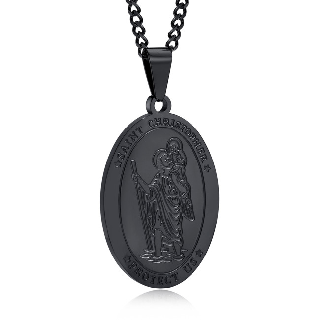 Wholesale Stainless Steel Oval St Christopher Pendant
