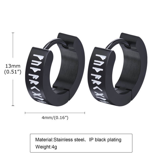 Wholesale Stainless Steel Viking Black Earrings