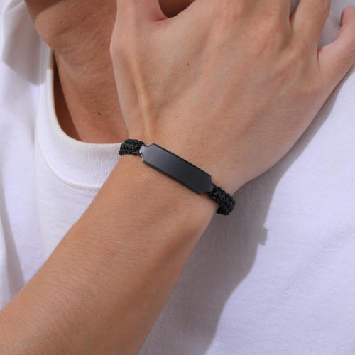 Wholesale Stainless Steel Custom Black Bar Bracelet