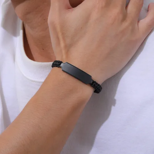 Wholesale Stainless Steel Custom Black Bar Bracelet