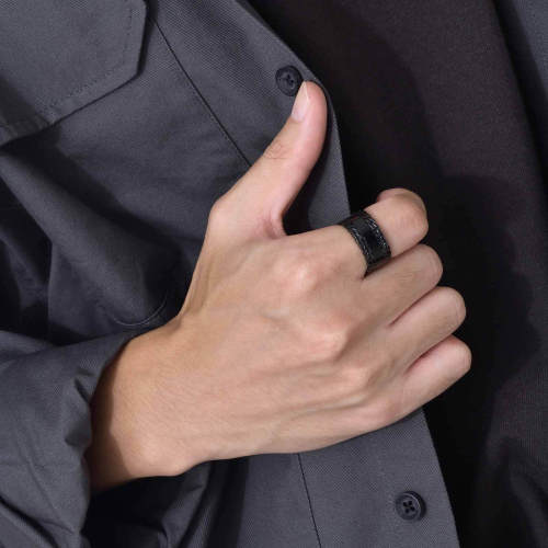 Wholesale Stainless Steel Mens Black Ring