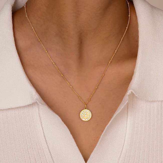 Wholesale Stainless Steel Gold Coin Coral Necklace