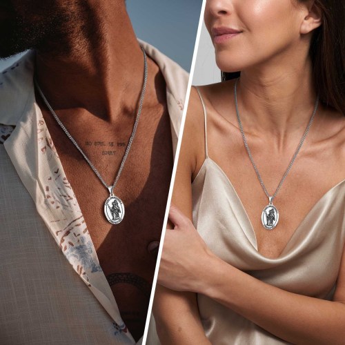 Wholesale Stainless Steel Oval St Christopher Pendant