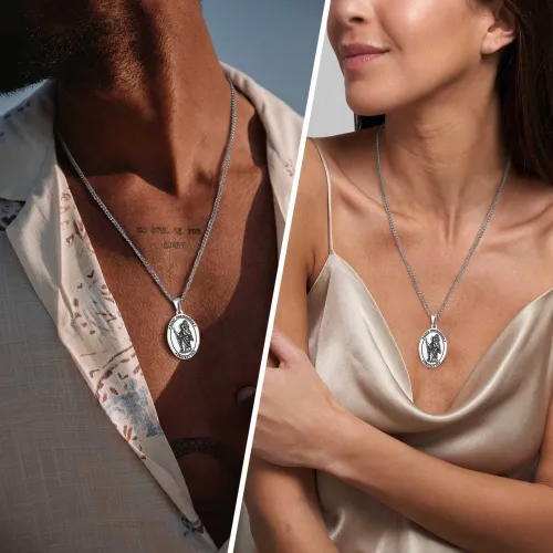 Wholesale Stainless Steel Oval St Christopher Pendant