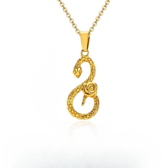 Wholesale Stainless Steel Women Rose & Snake Necklace