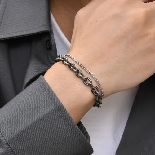 Wholesale Stainless Steel Double Layer Men Bracelet
