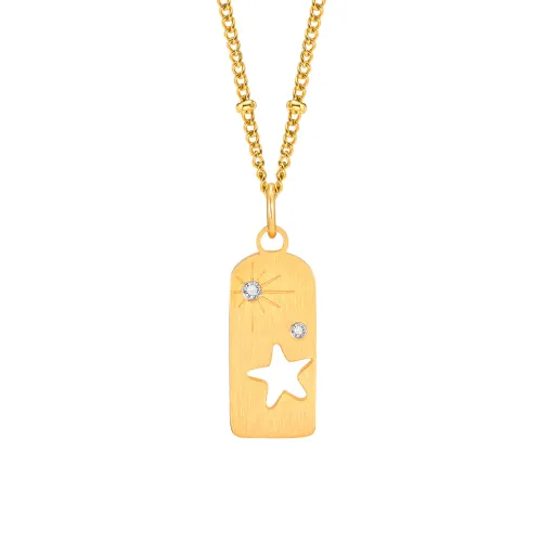 Wholesale Stainless Steel Star Tag Pendant with CZ