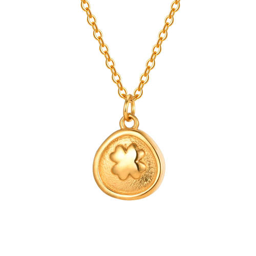 Wholesale Stainless Steel Four Leaf Clover Round Pendant