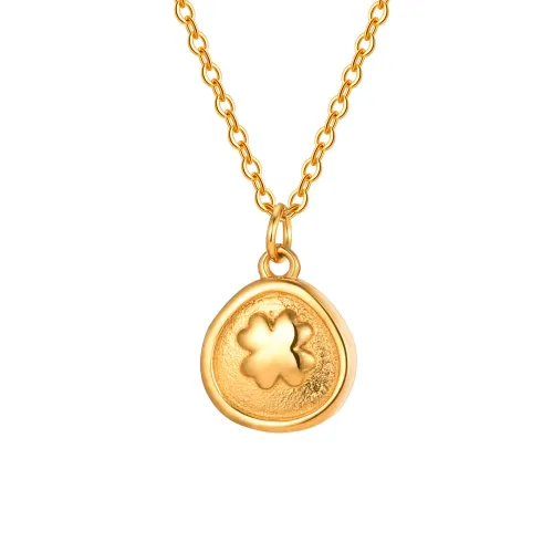 Wholesale Stainless Steel Four Leaf Clover Round Pendant