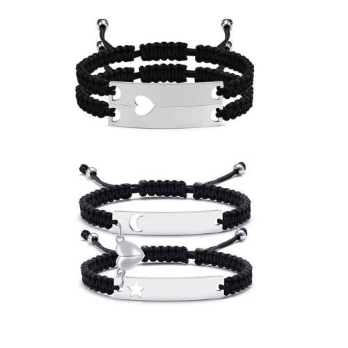 Wholesale Heart Star Moon Couple Braided Bracelet