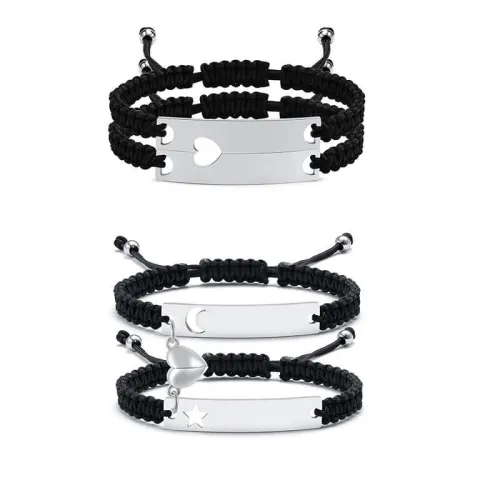 Wholesale Heart Star Moon Couple Braided Bracelet