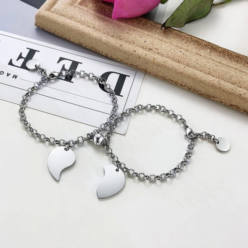 Wholesale Stainless Steel Heart Couple Magnet Bracelet