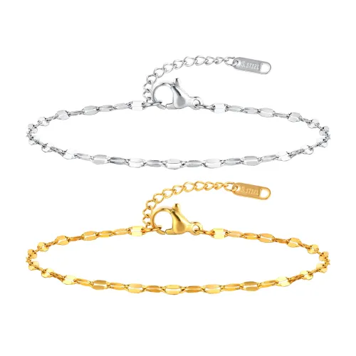 Wholesale Stainless Steel Thin Coffee Bean Link Chain Bracelet