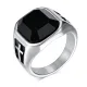 Wholesale Stainless Steel Black Glass Cross Ring