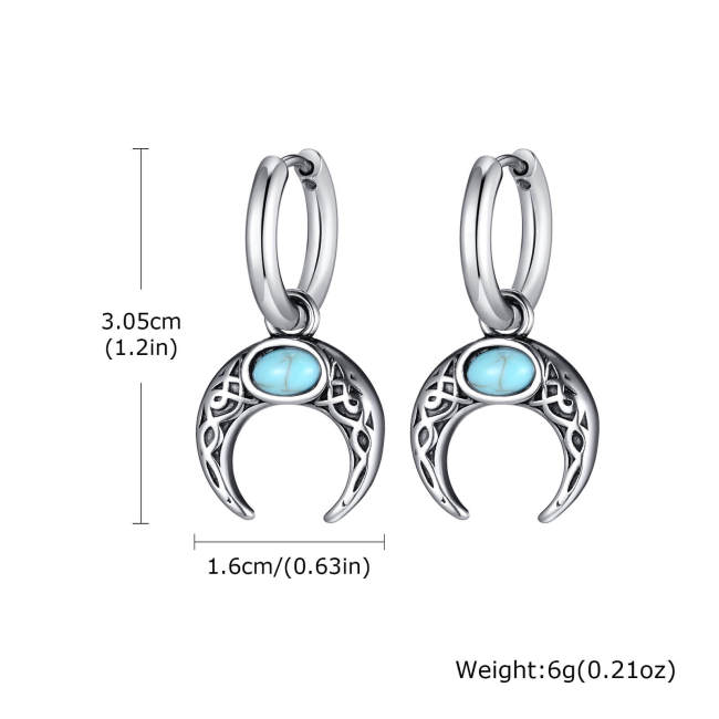 Wholesale Stainless Steel Turquoise Moon Earrings