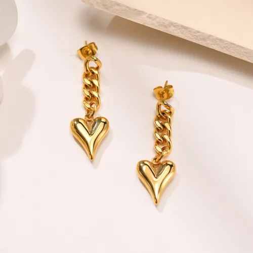Wholesale Stainless Steel Chain Heart Earrings