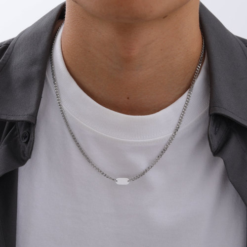 Wholesale Stainless Steel Engravable Horizontal Bar Neckalce