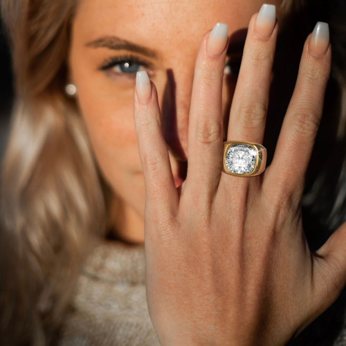 Wholesale Stainless Steel White Glass Ring