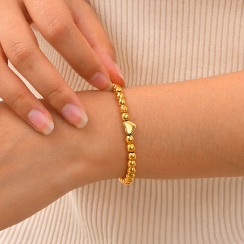 Wholesale Stainless Steel Heart Beaded Bracelet