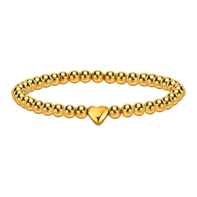 Wholesale Stainless Steel Heart Beaded Bracelet