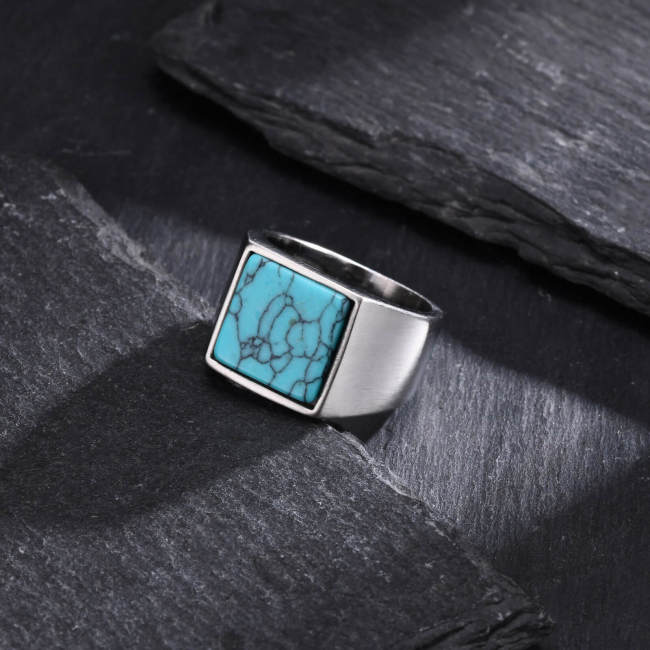 Wholesale Stainless Steel Mens Stone Signet Ring