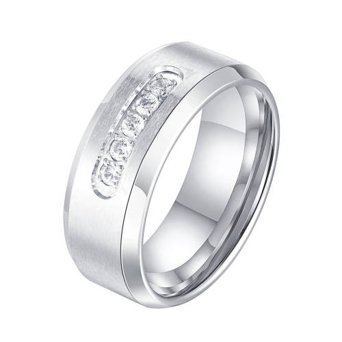 Wholesale Stainless Steel Brush Ring with Zirconia