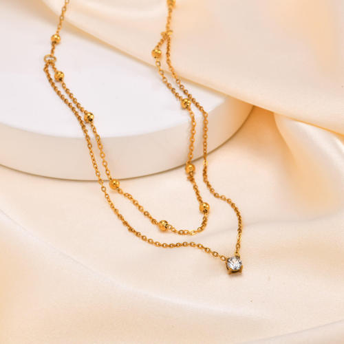 Wholesale Stainless Steel Zirconia Stacking Necklace