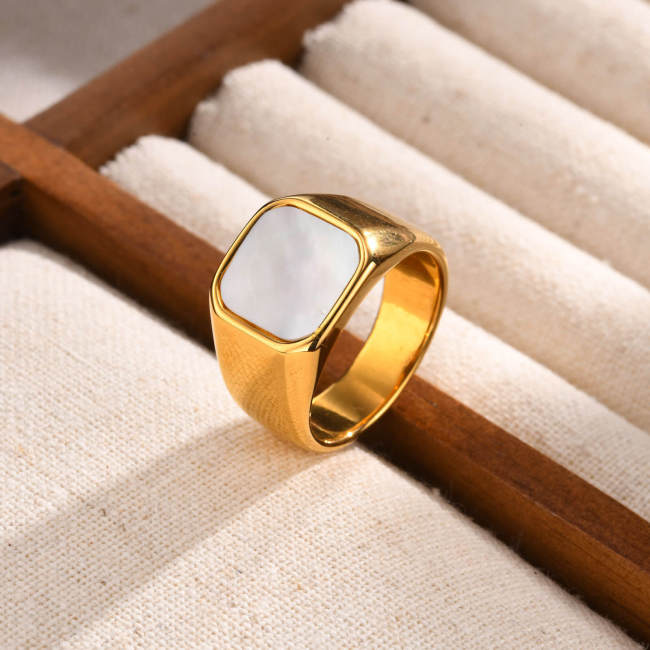 Wholesale Stainless Steel Mother of Pearl Seal Ring