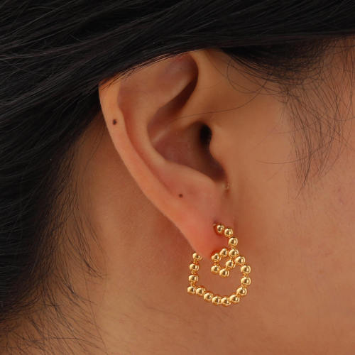 Wholesale Stainless Steel Beaded Heart Earrings