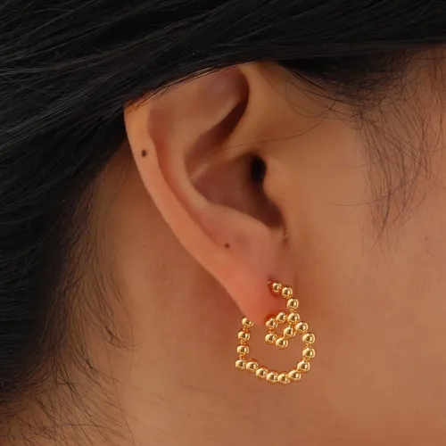 Wholesale Stainless Steel Beaded Heart Earrings