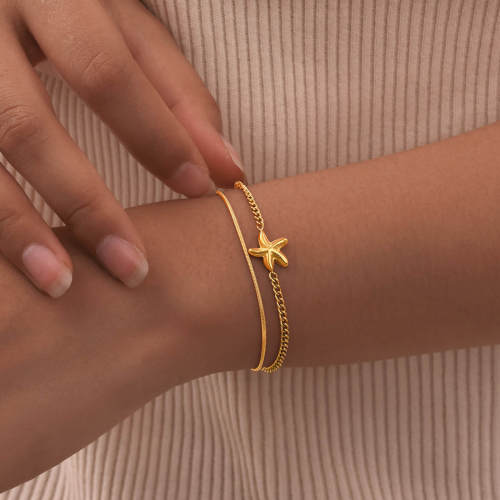 Wholesale Stainless Steel Starfish Stacking Bracelet