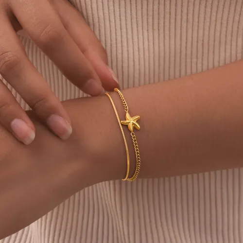 Wholesale Stainless Steel Starfish Stacking Bracelet