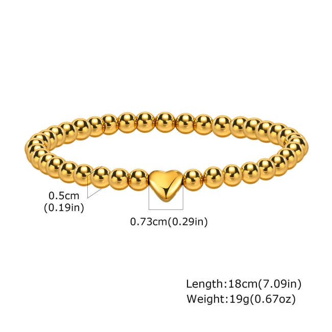 Wholesale Stainless Steel Heart Beaded Bracelet