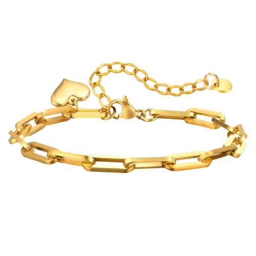Wholesale Stainless Steel Chunky Paperclip Chain Bracelet with Heart