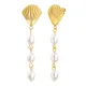 Wholesale Stainless Steel Scallop Earrings with Pearl Drop