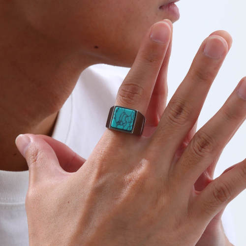Wholesale Stainless Steel Mens Stone Signet Ring