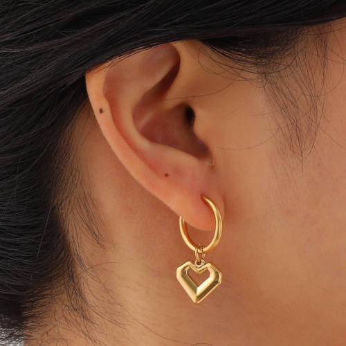 Wholesale Stainless Steel Heart Drop Hoop Earrings