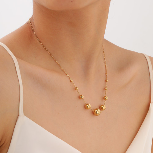 Wholesale Stainless Steel Balls Gold Necklace