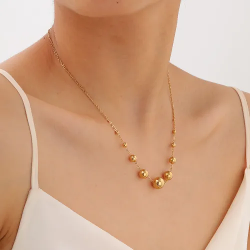 Wholesale Stainless Steel Balls Gold Necklace