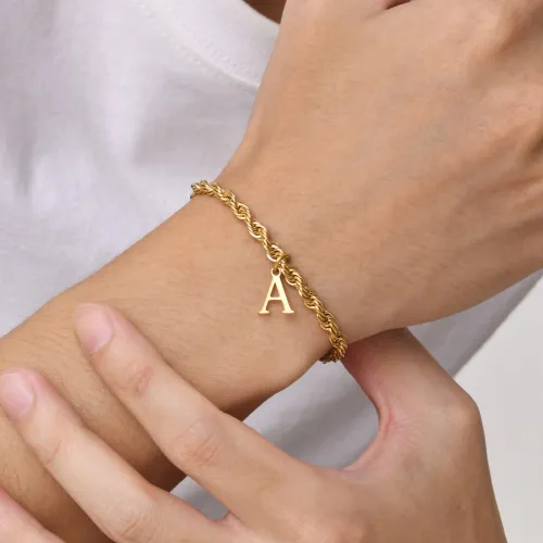 Wholesale Stainless Steel Initial Twist Chain Bracelet