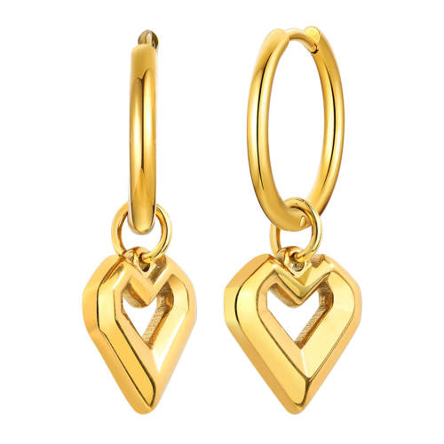 Wholesale Stainless Steel Heart Drop Hoop Earrings