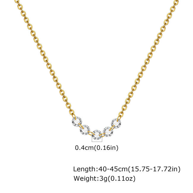 Wholesale Stainless Steel White Zirconia Gold Necklace