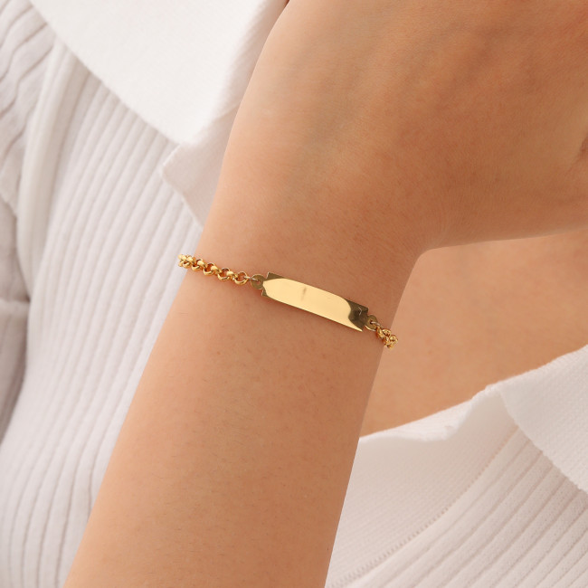 Wholesale Stainless Steel Engraved Gold Bracelet